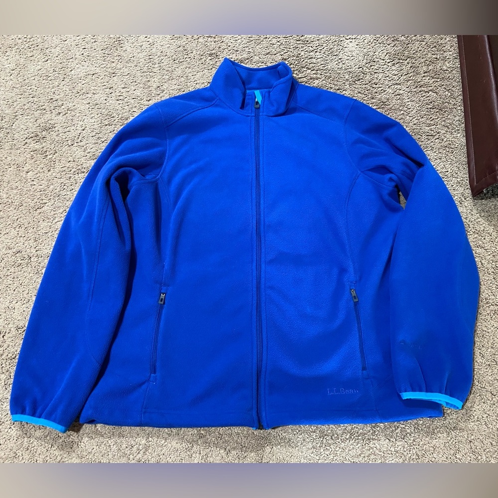L.L. Bean Blue Fleece Jacket Women’s Size Large Full Zip Polartec Windblock